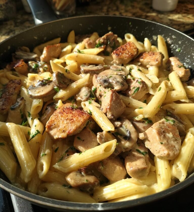 pasta med fläskfilé och svamp