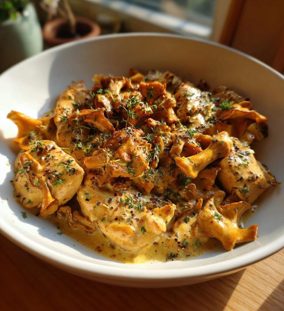 krämig kyckling med kantareller