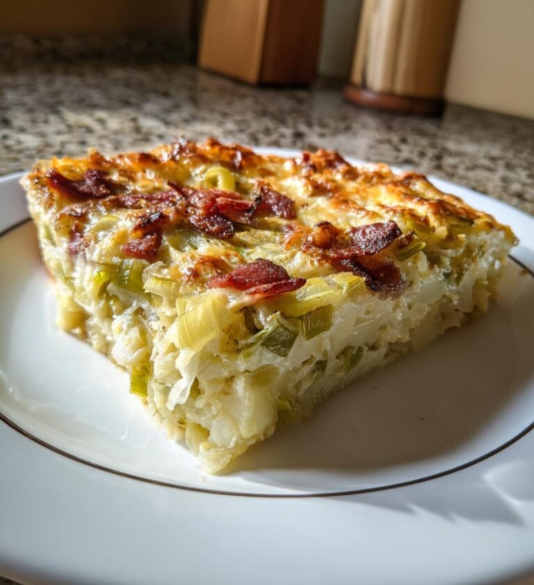 gratäng med purjolök och bacon