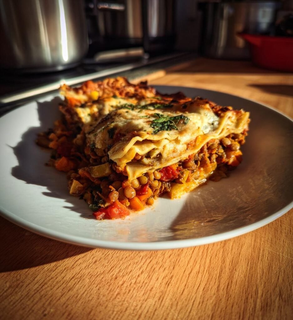 vegetarisk lasagne med linser recept