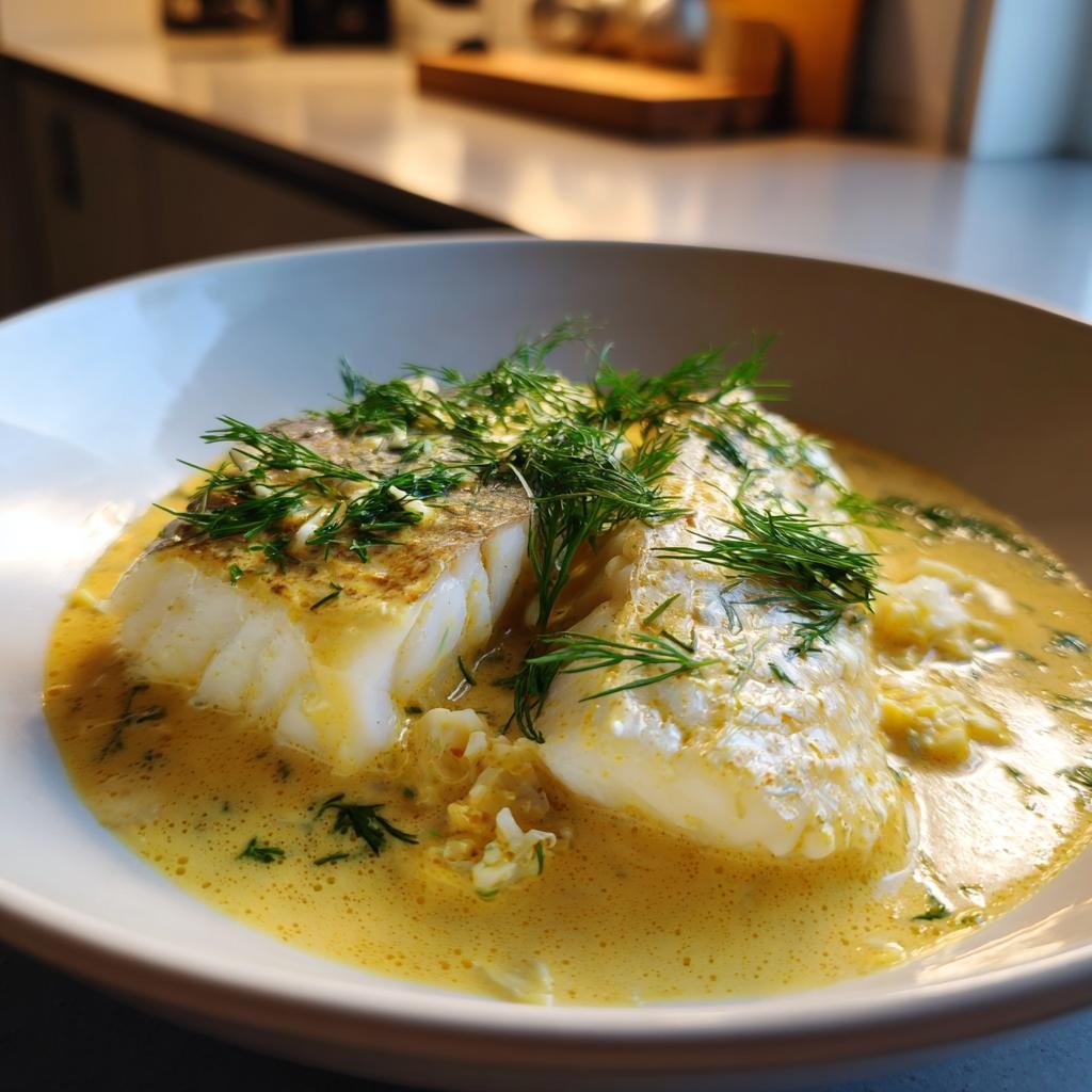 kokt torsk med äggsås