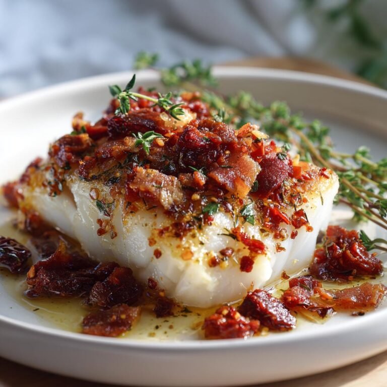 torsk med soltorkade tomater och bacon