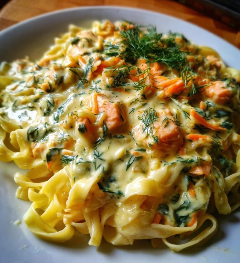 pasta med lax och dillsås recept