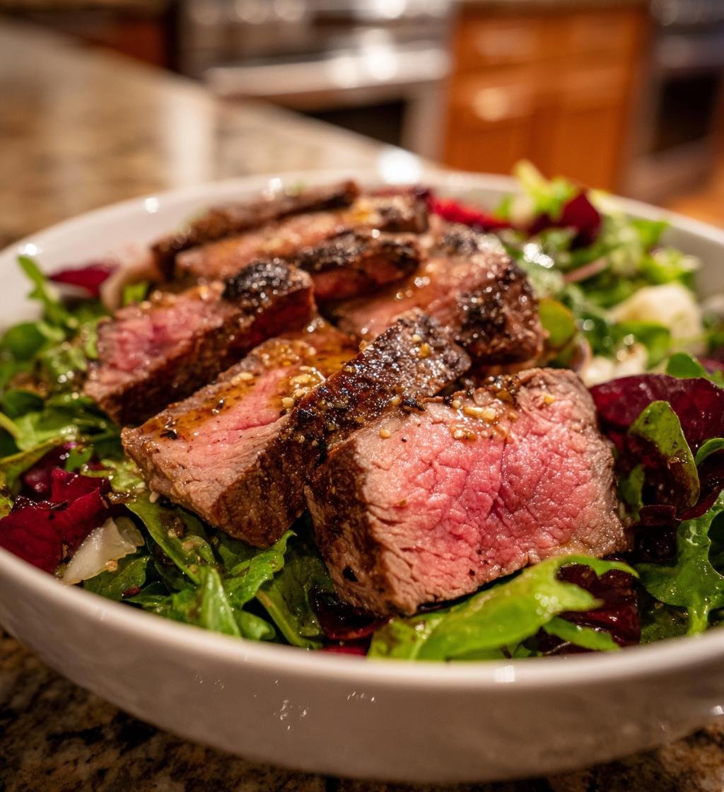 Sallad med rostbiff och senapsvinägrette - Enkel och god måltid - steg för steg