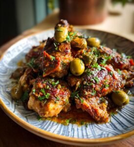 kyckling med rödvin och oliver recept