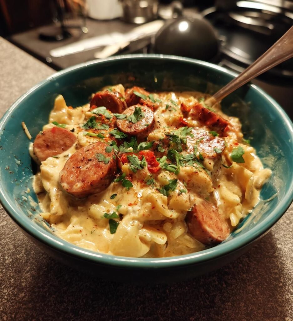 vegetarisk korv stroganoff recept