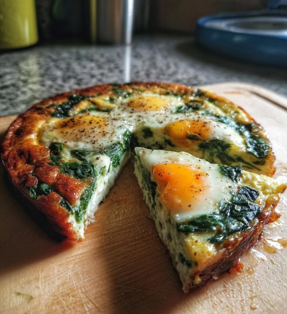 ugnsbakade ägg med spenat recept