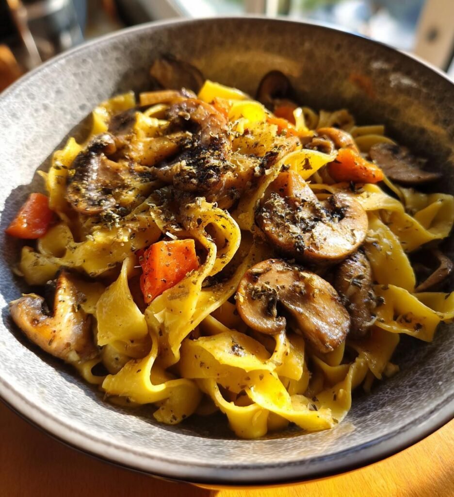 tagliatelle med svamp och tryffel