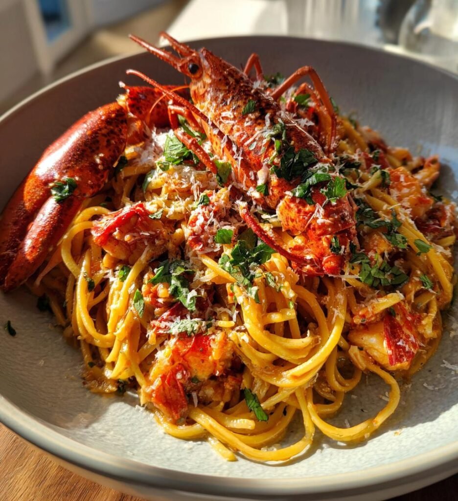 skaldjurspasta med hummer recept