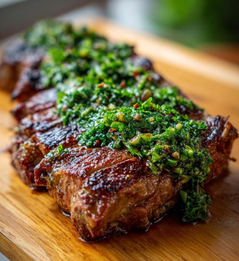 grillad entrecôte med chimichurri