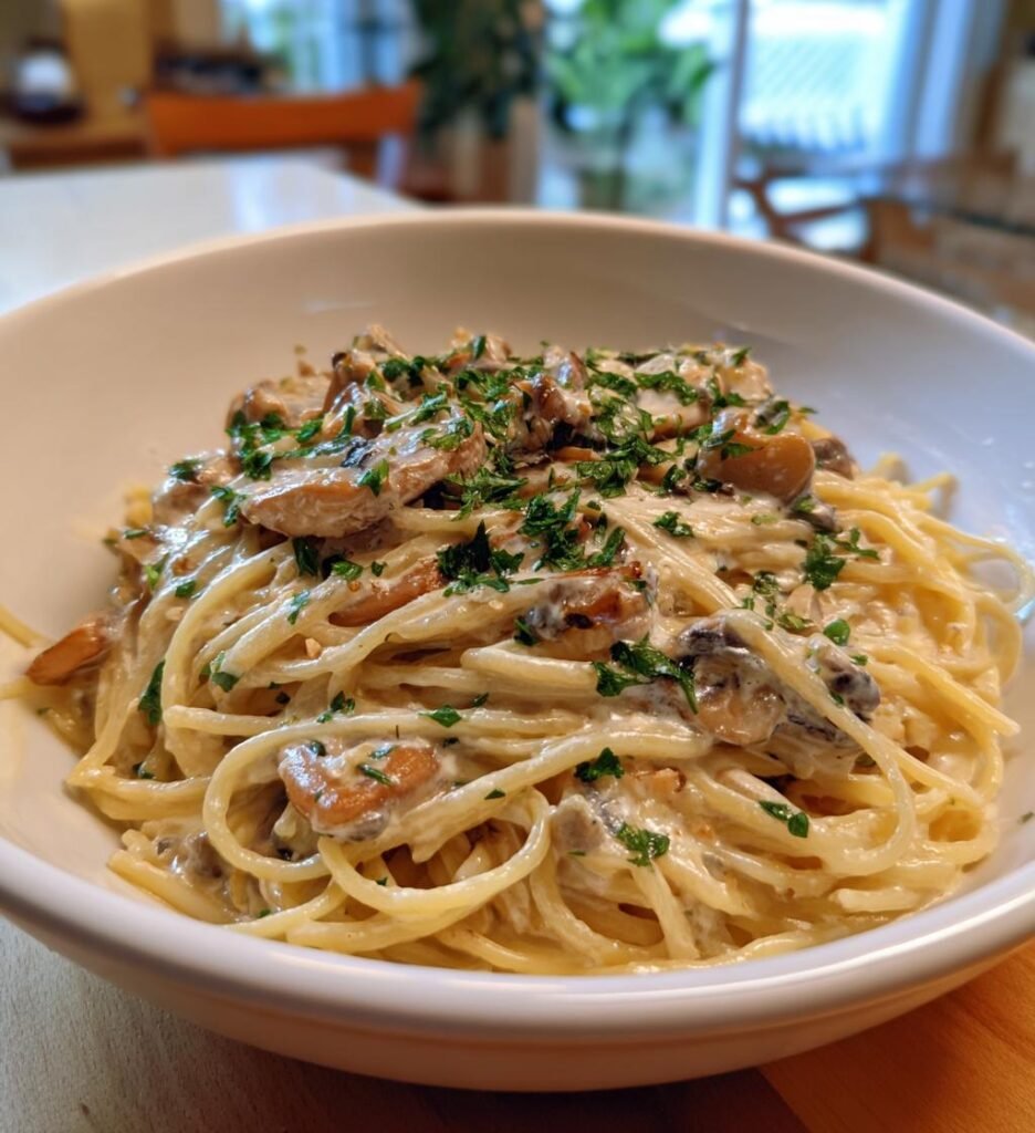 pasta med svamp och tryffelolja