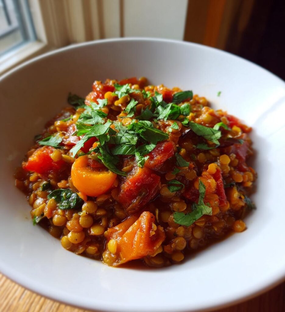 vegansk gryta med linser och tomat