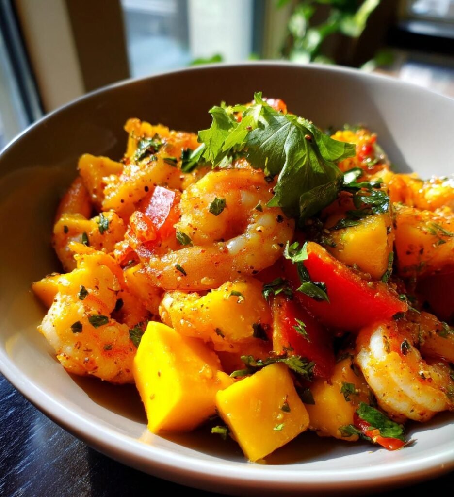 sallad med räkor och mango