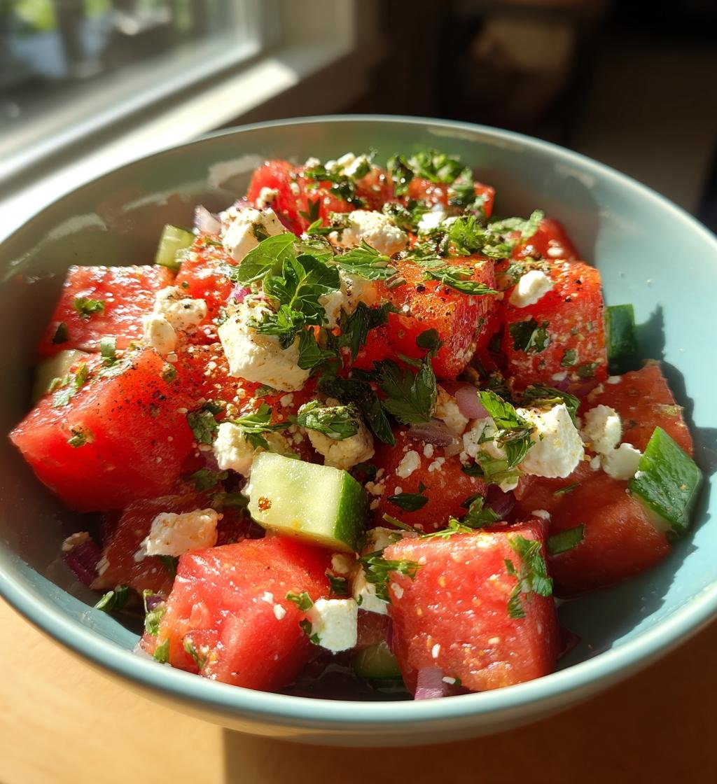 Sallad med vattenmelon och feta – Enkel, God och Nyttig - steg för steg