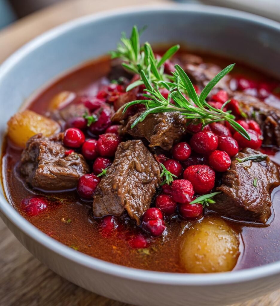 hjortgryta recept med lingon