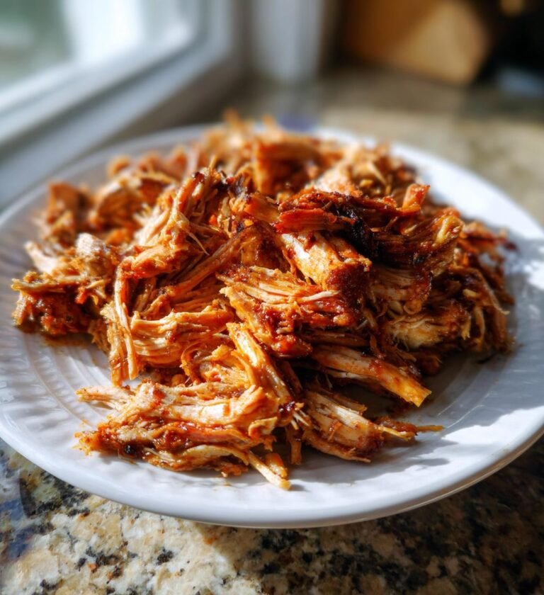 pulled chicken i ugn recept