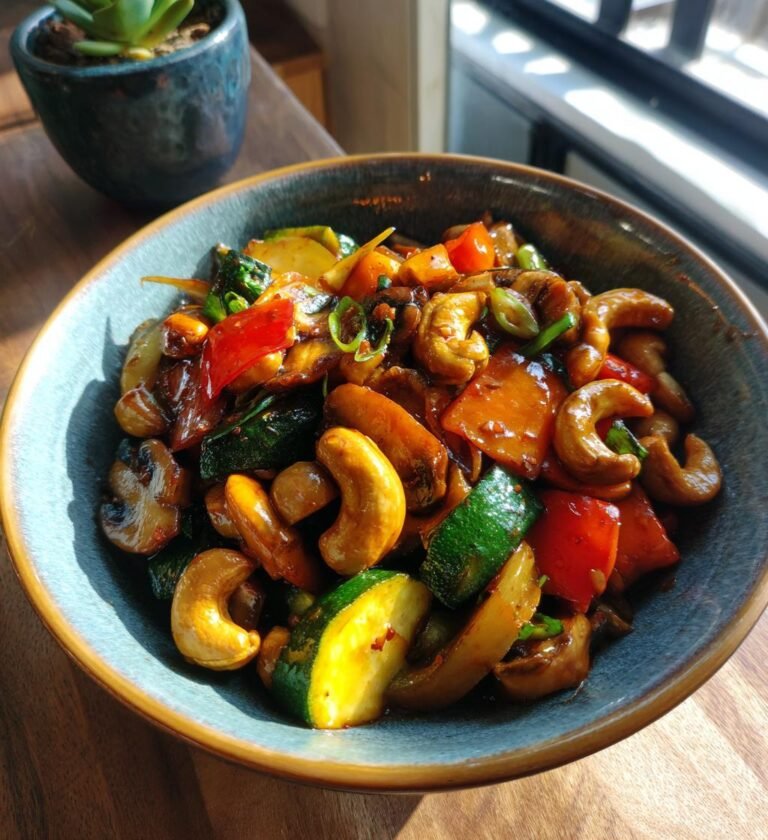 vegetarisk wok med cashewnötter