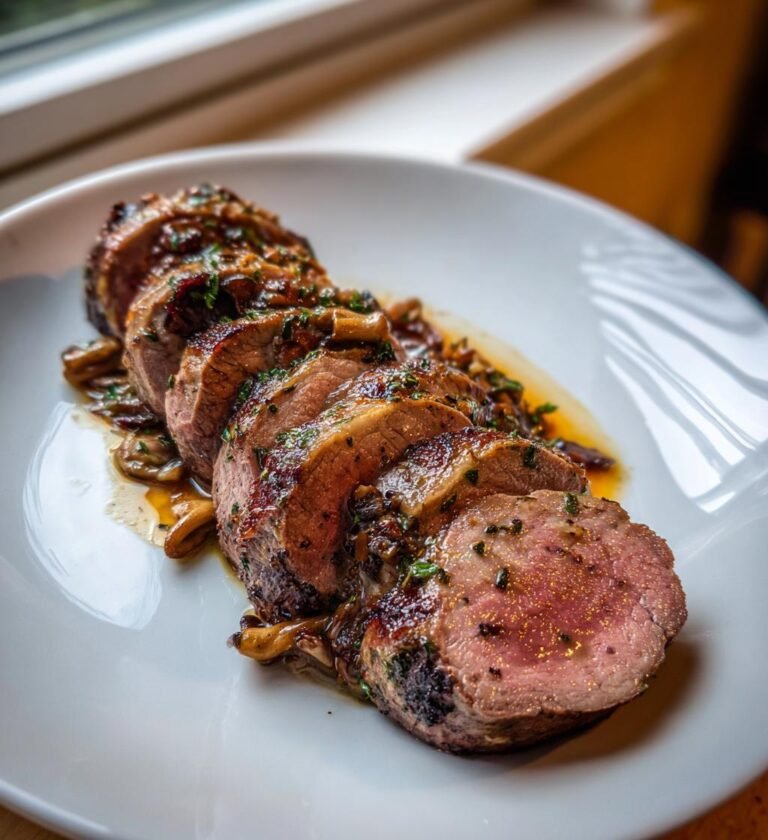 fläskfilé med kantareller och grädde