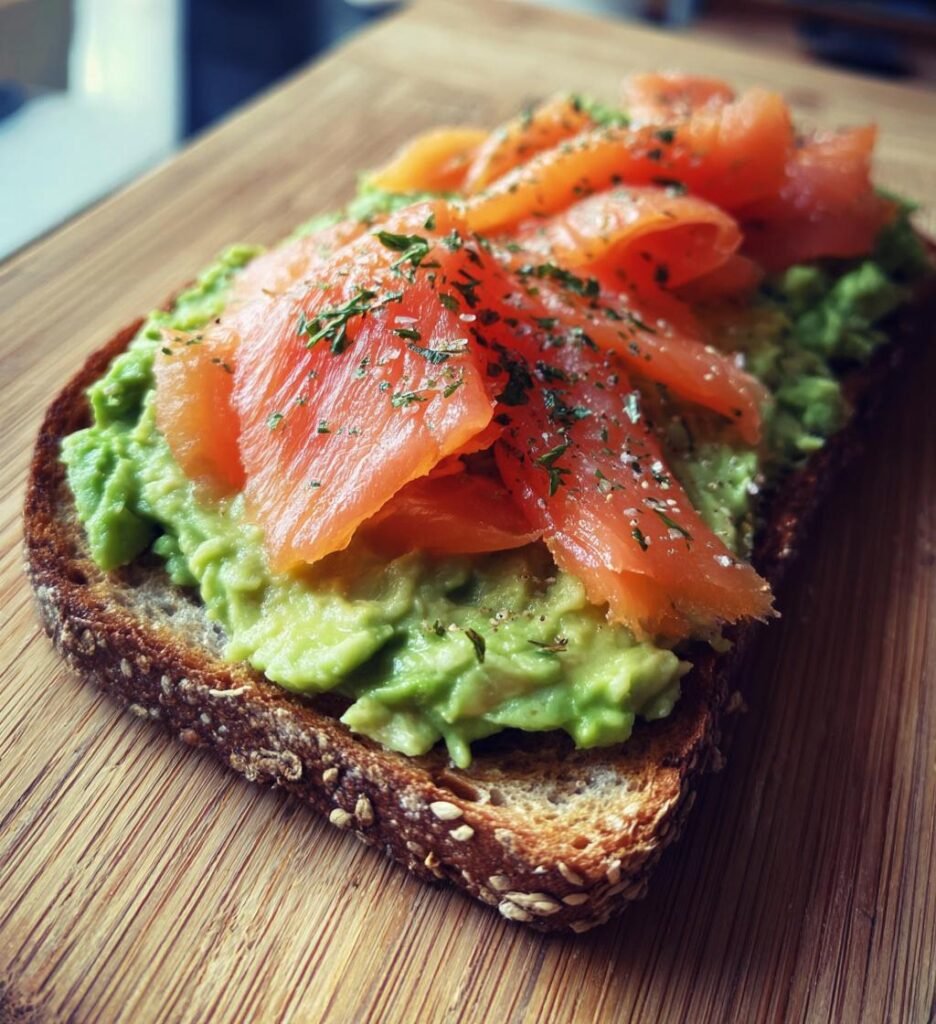 toast med avokado och rökt lax