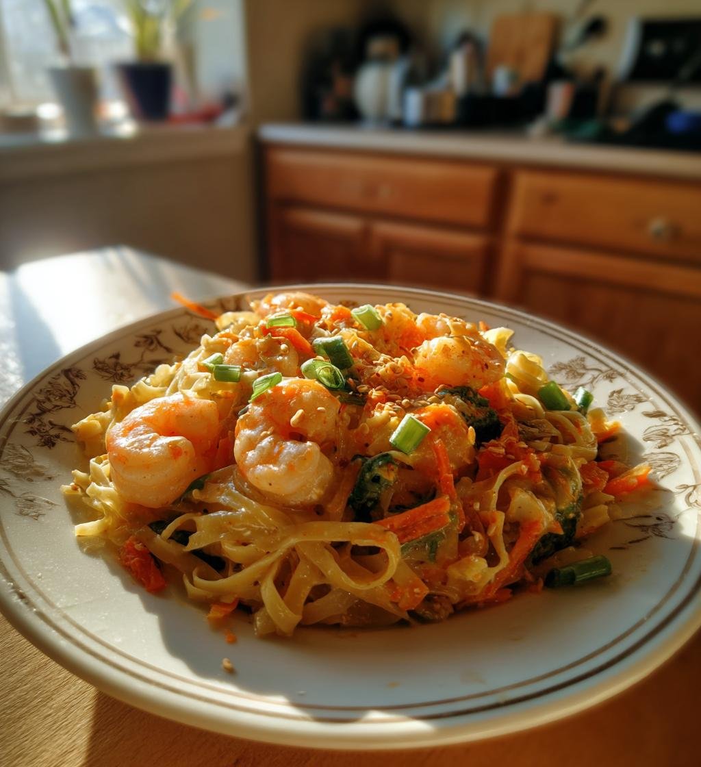 Nudlar med räkor och kokosmjölk – Enkel och krämig rätt - steg för steg