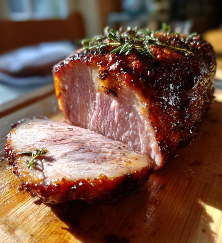 fläskkarré i ugn med äpple och timjan