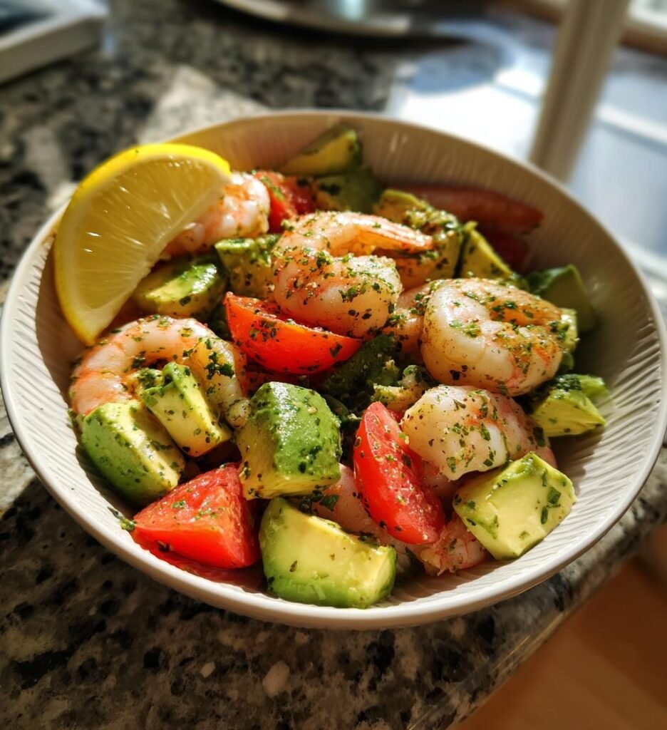 räksallad med avokado och citron