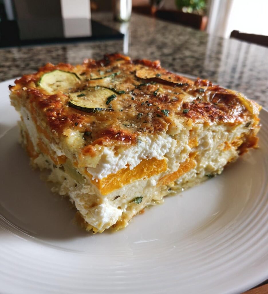 gratäng med squash och fetaost