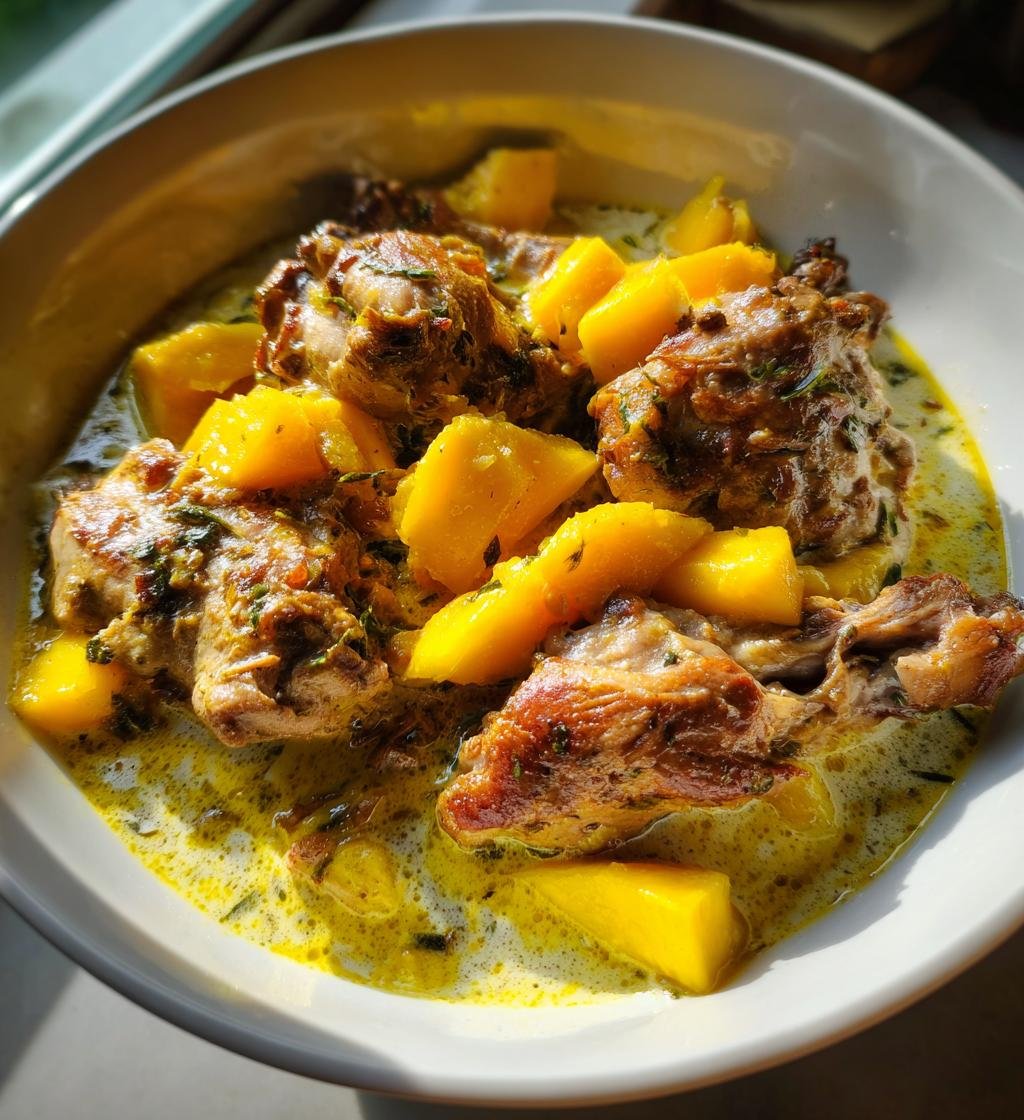 Kyckling med mango och kokosmjölk - Enkel och Krämig Middag - steg för steg