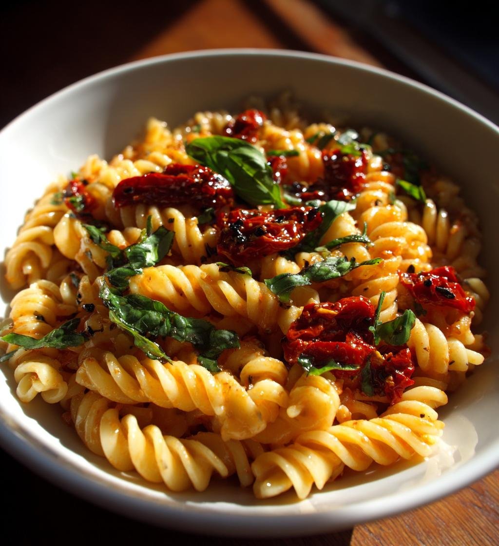 Pasta med soltorkade tomater och basilika – Enkel och Smakrik - steg för steg
