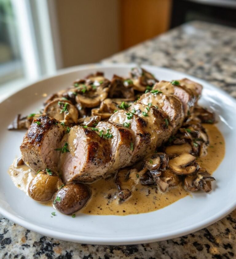 fläskfilé med svamp och gräddsås