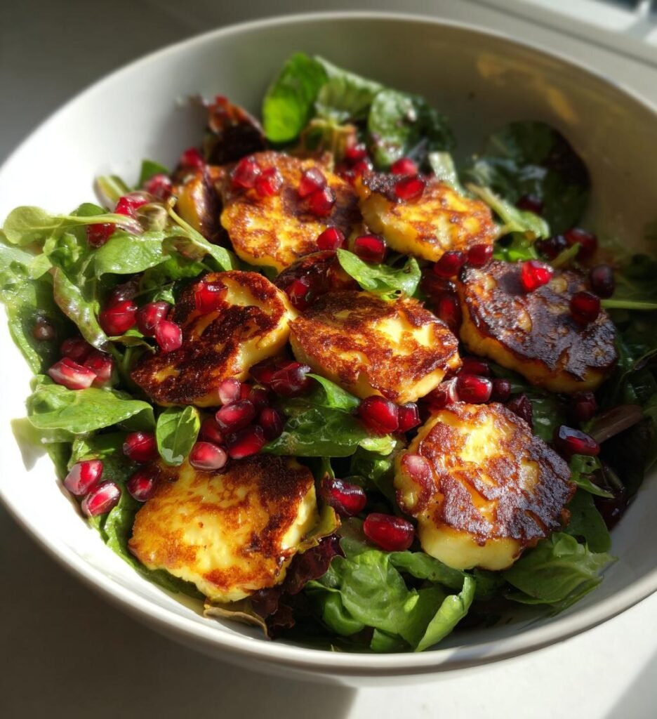 sallad med halloumi och granatäpple
