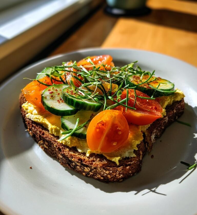 smörgås med hummus och grönsaker