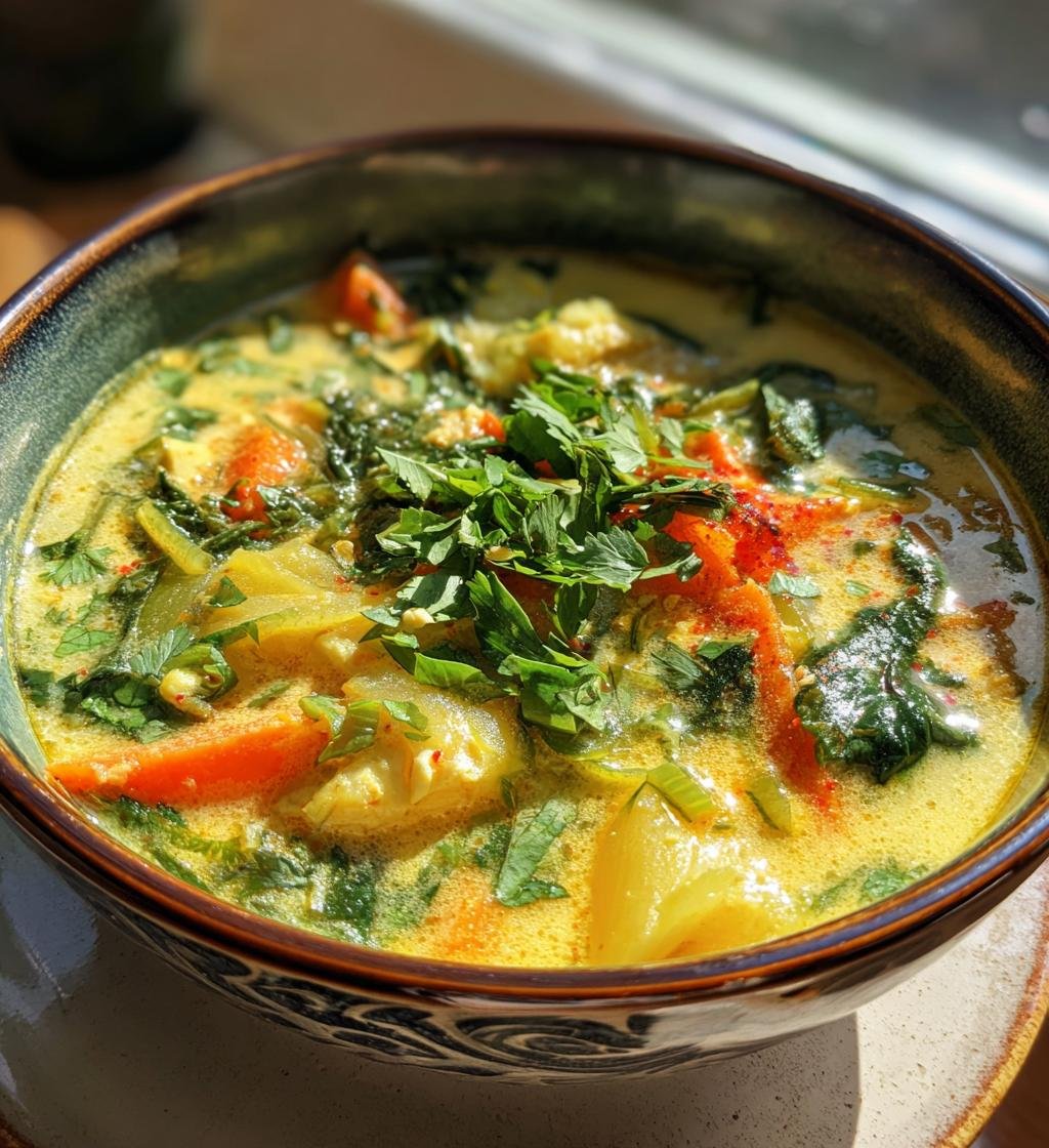 Grön Thai Curry Soppa Recept - Enkel och Krämig Hälsokur - steg för steg