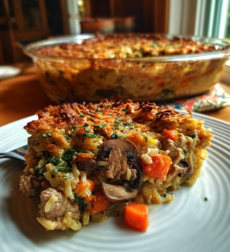 gryta med fläskfilé och champinjoner