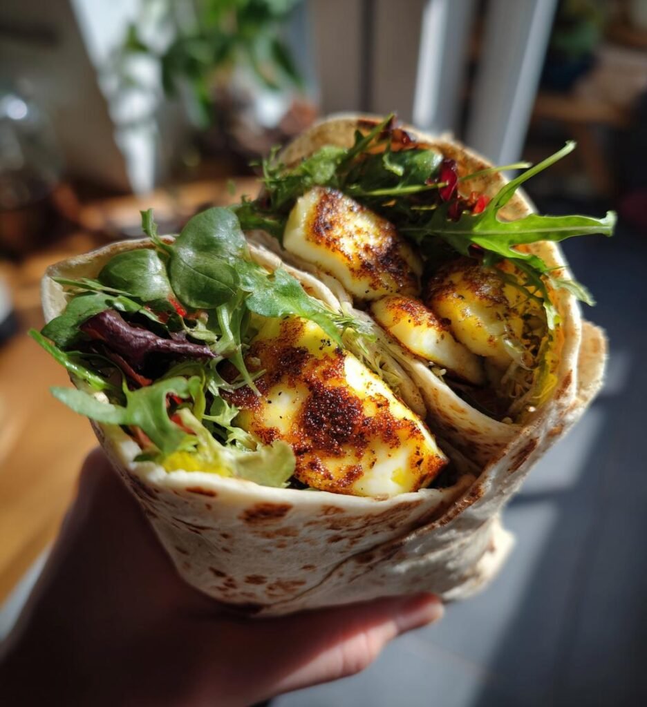 wrap med halloumi och sallad recept