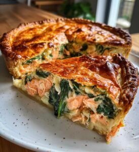 paj med lax och spenat recept