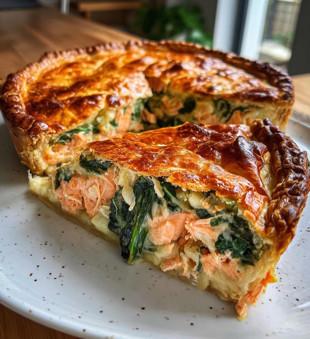 Paj med lax och spenat recept – Enkel och nyttig middag - steg för steg