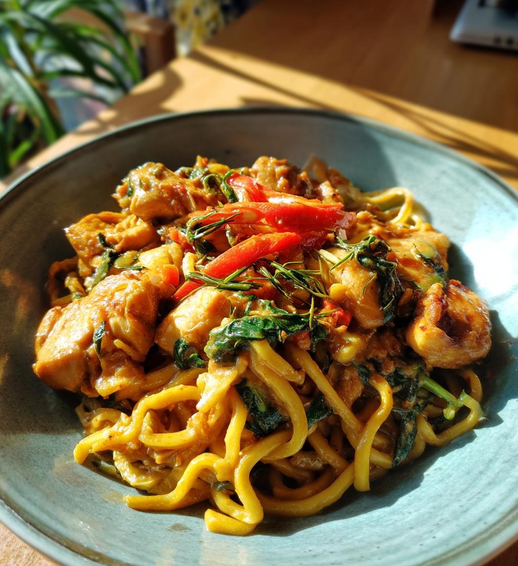 Kyckling med jordnötssås och nudlar – Enkel och god middag - steg för steg