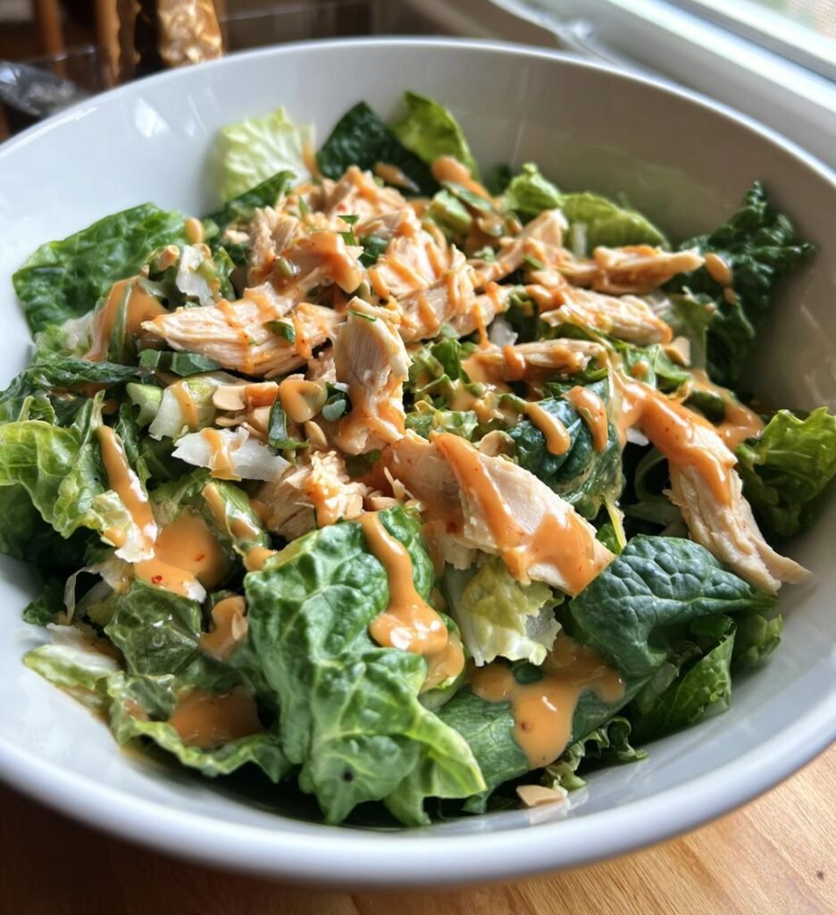 sallad med kyckling och jordnötsdressing