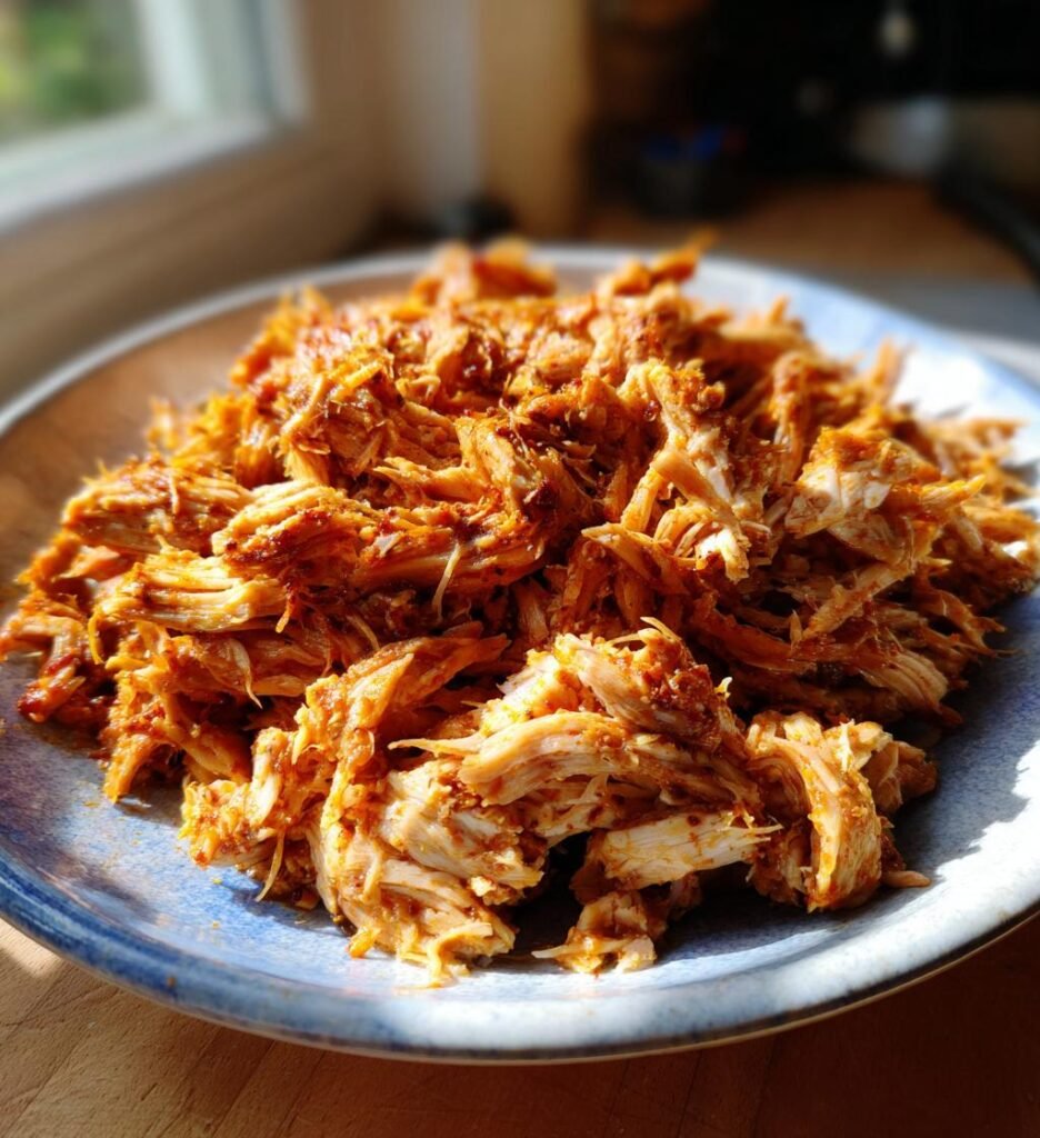 pulled chicken i ugn recept