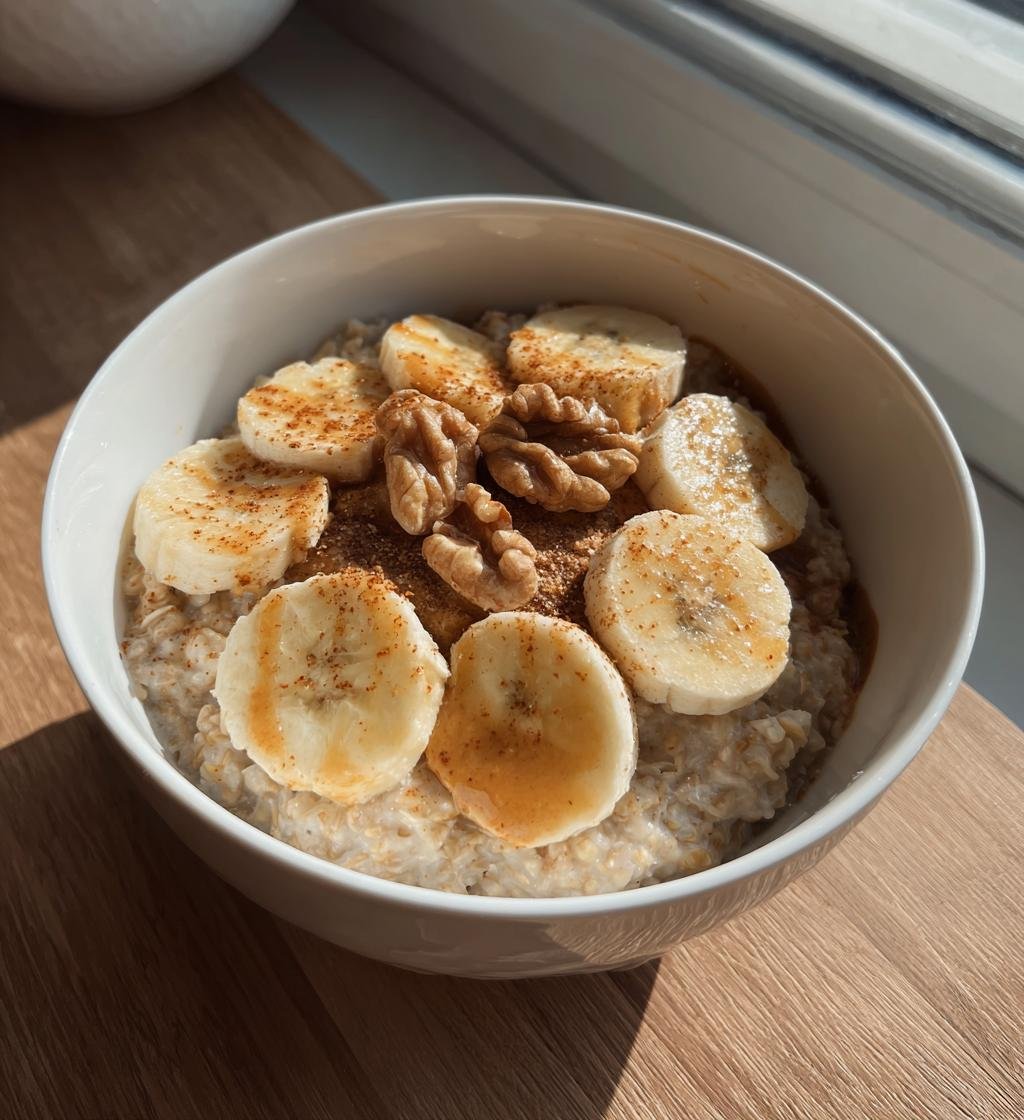 Havregröt med banan och nötsmör - Enkel och nyttig frukost - steg för steg