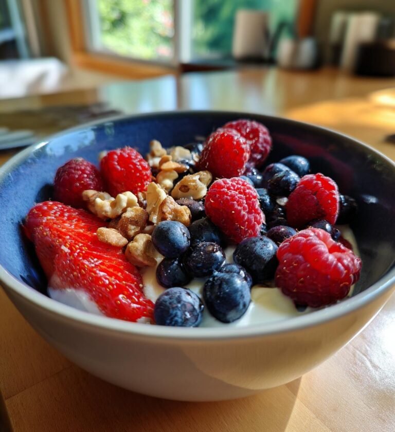 kesella frukost med bär och nötter