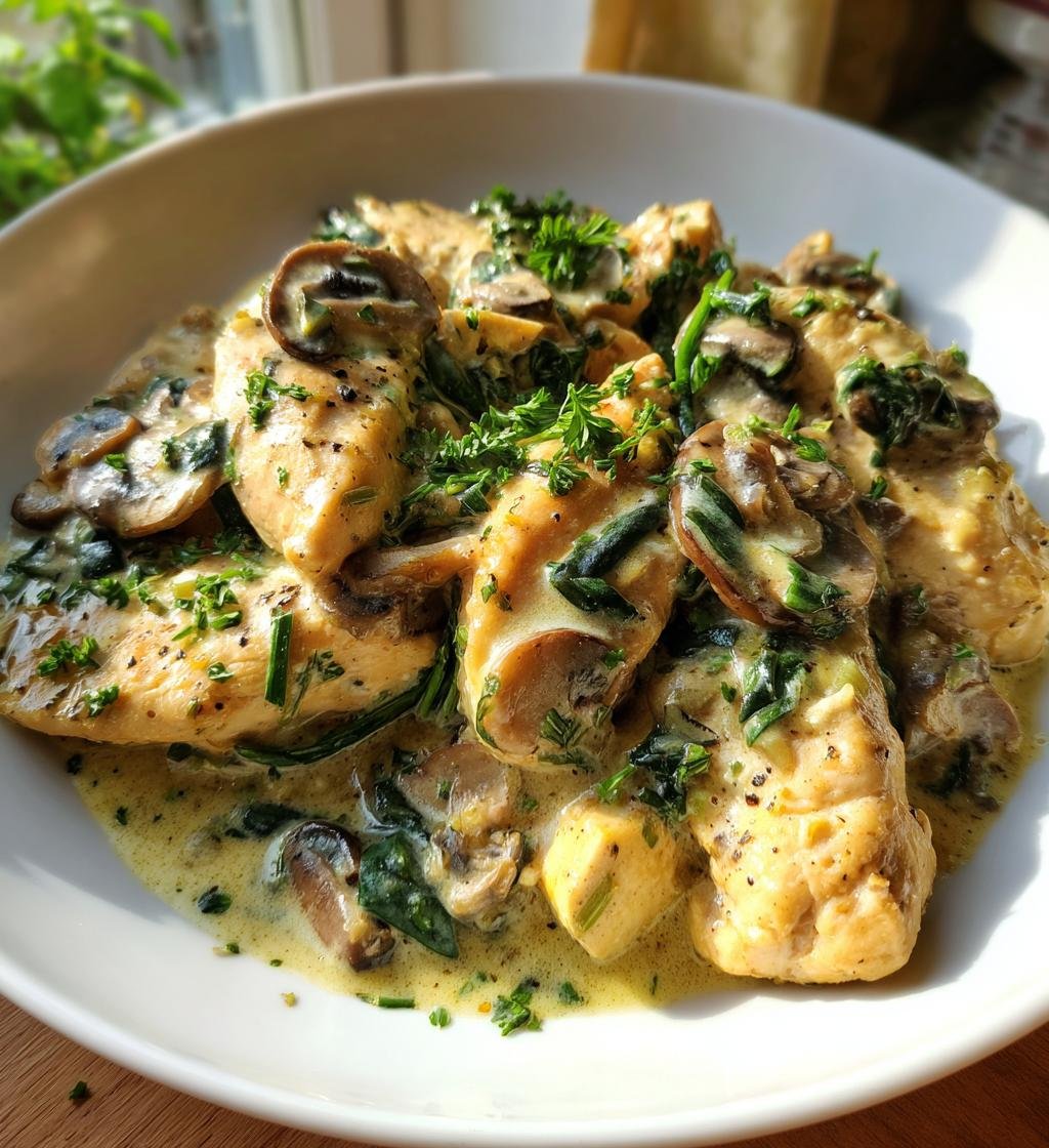 Kyckling med svamp och dragon recept – Enkel och krämig middag - steg för steg