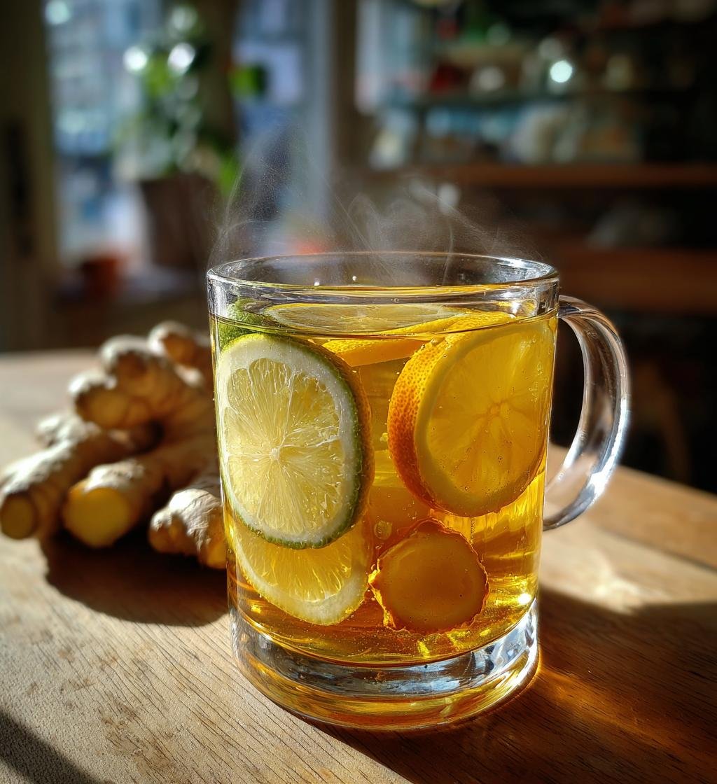 Varm citron och ingefärsdryck recept - Enkel och nyttig förkylning - steg för steg