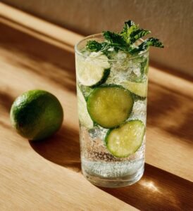 Fräsch sommardrink med gurka och lime