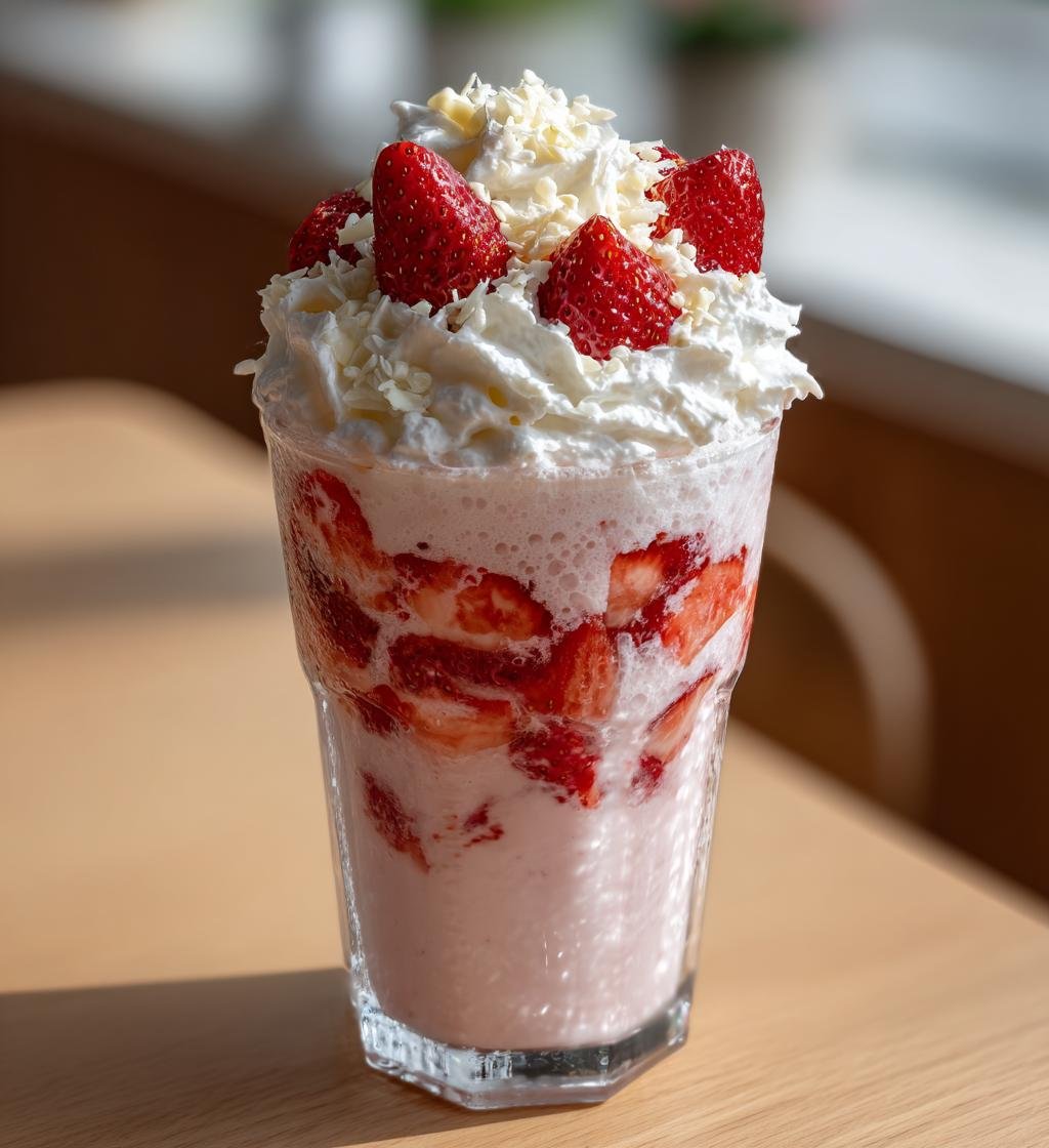 Jordgubbsmilkshake med vit choklad och grädde – Enkel och God - steg för steg
