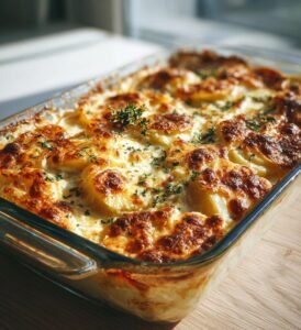 krämig potatisgratäng med ost och grädde