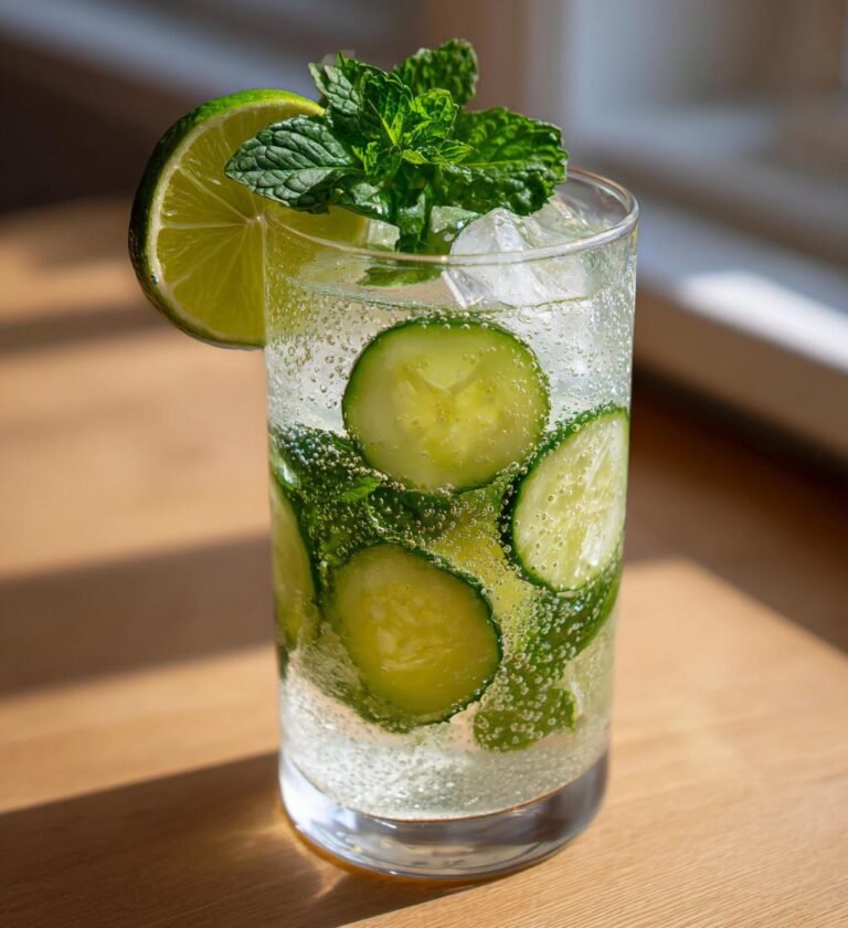 Fräsch sommardrink med gurka och lime