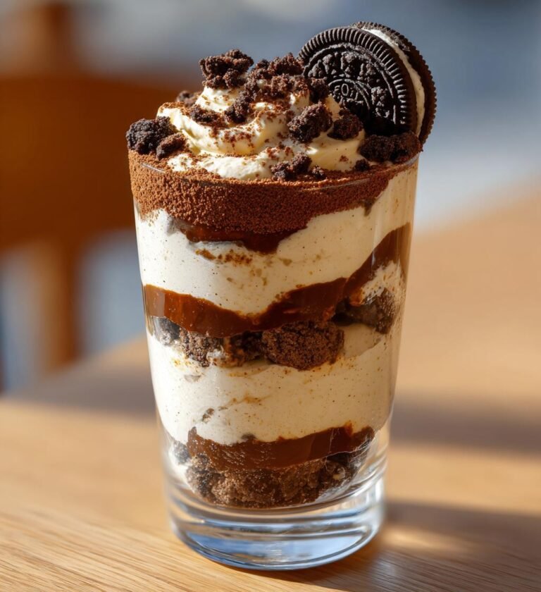 oreo tiramisu i glas med mascarponekräm