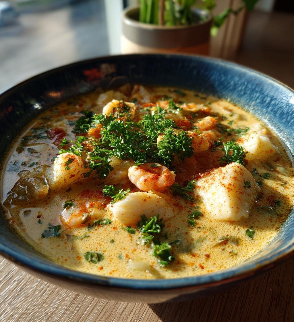 Krämig fiskgryta med torsk och räkor – Enkel och god middag! - steg för steg